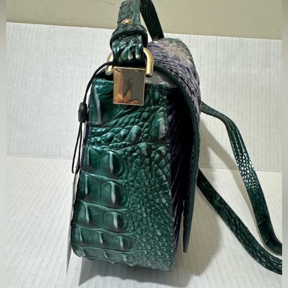 NWT BRAHMIN Must Have Croc Embossed Crossbody Ombre Green & Purple Vibrant - Picture 3 of 14